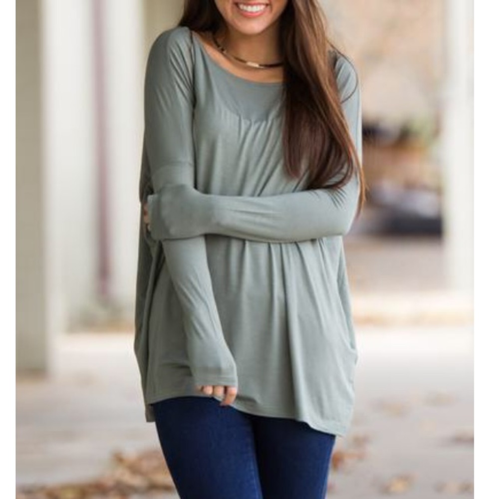 Piko Olive Green Long Sleeve Top, Small